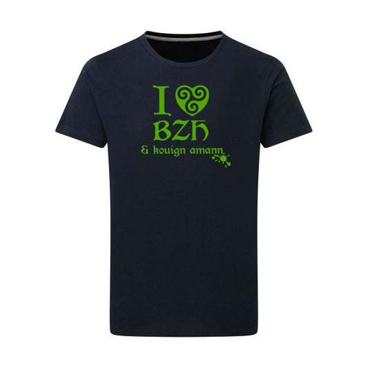 Love BZH & kouign vert pomme -Flex vert pomme sur T-shirt SG  Navy  5XL