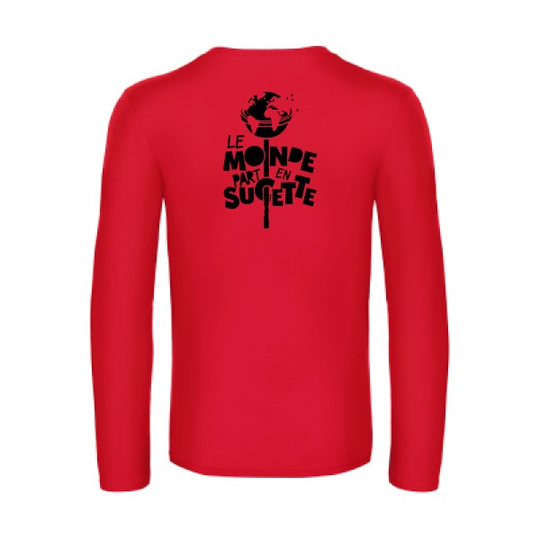 le monde part en sucette - t shirt- manches- longues- original- humour- Red impression Dos