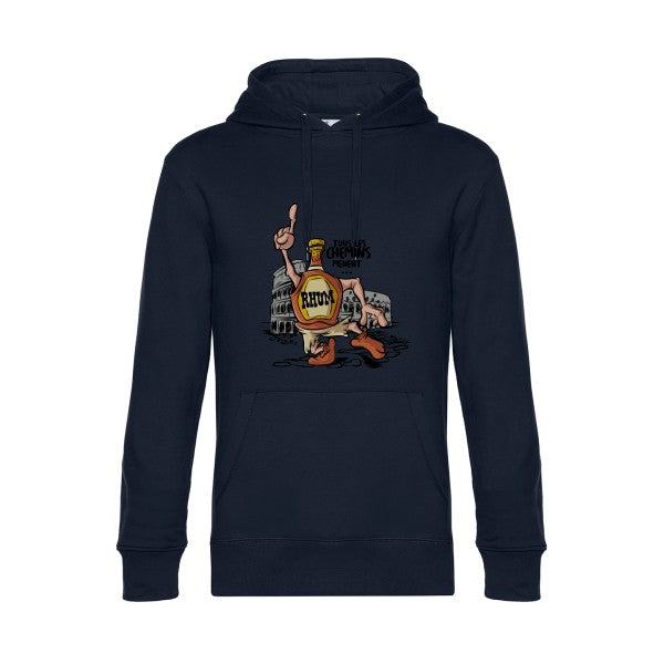 tous-les-chemins.- Sweat à capuche original Navy Blue - RueDuTeeshirt