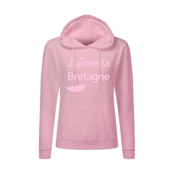 J'aime la Bretagne Rose |Sweat original à capuche Femme