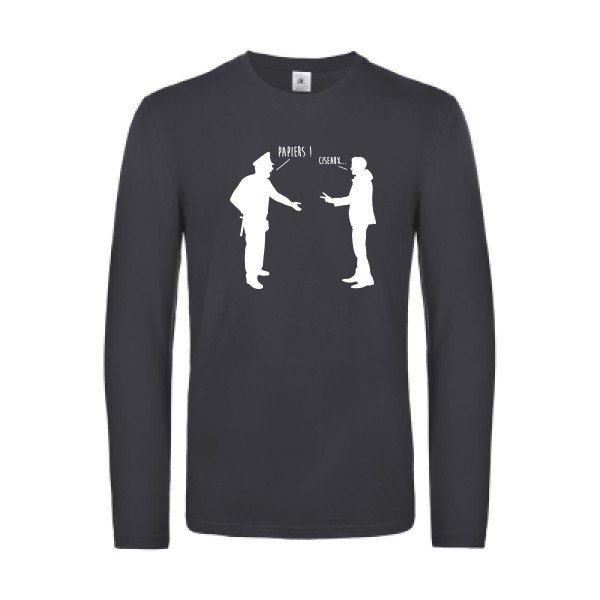 chifoumi - t shirt- manches- longues- original- humour- Dark Grey impression Face