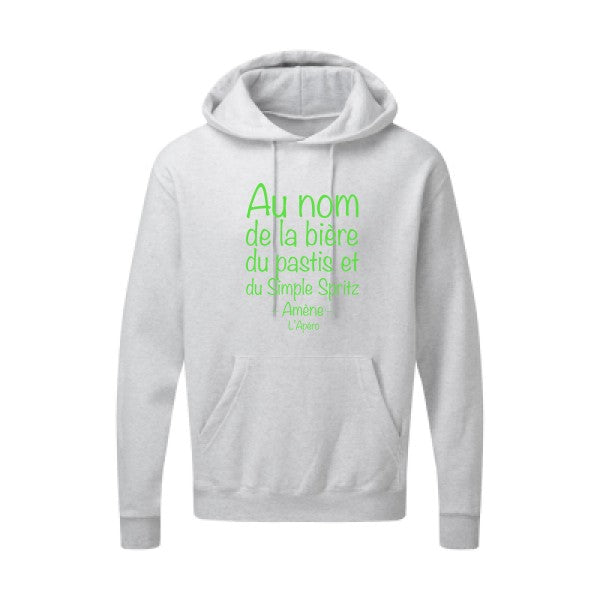 prière de l'apéro Vert fluo |Sweat capuche imprimé homme