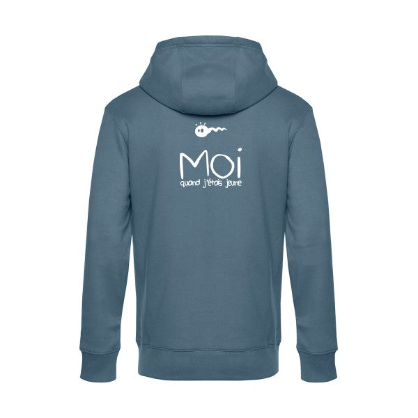 Moi-quand-j-etais-jeune sweat shirt original nordic blue flex Blanc impression Dos