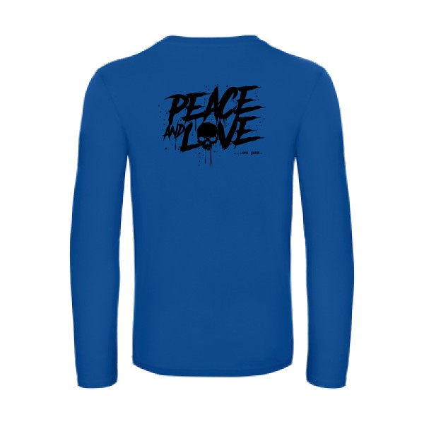 peace or no peace - t shirt- manches- longues- original- humour- Royal Blue impression Dos