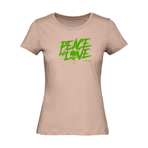 T shirt humour bio femme   femme bio|Peace or no peace Vert pomme 