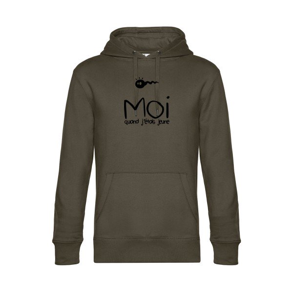 Moi-quand-j-etais-jeune sweat shirt original Khaki flex Noir impression Face