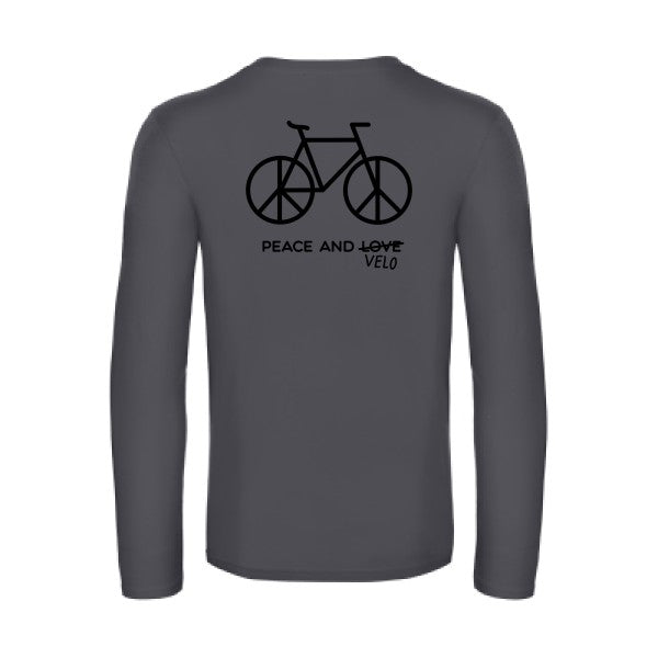 peace and velo - t shirt- manches- longues- original- humour- Dark Grey impression Dos