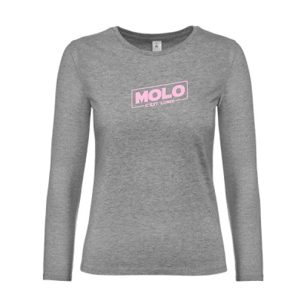 t-shirt lsl femme Molo-c-est-lundi Sport Grey flex Rose