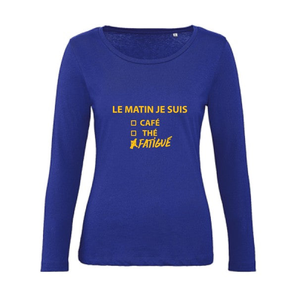 Le matin je suis... jaune Or |   T shirt manches longues femme|100% bio