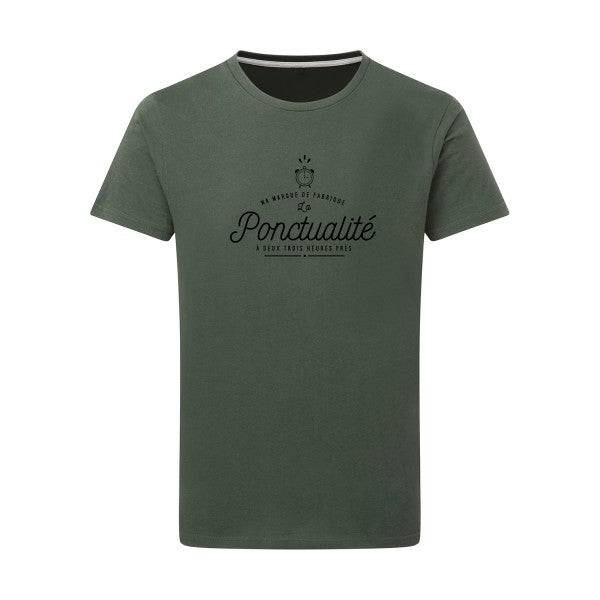 La Ponctualité noir -Flex noir sur T-shirt SG  Thyme  2XL