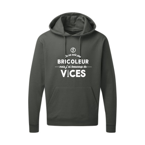 JE NE SUIS PAS BRICOLEUR Blanc |Sweat capuche imprimé homme