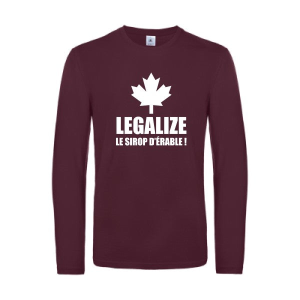 legalize le sirop d erable - t shirt- manches- longues- original- humour- Burgundy impression Face