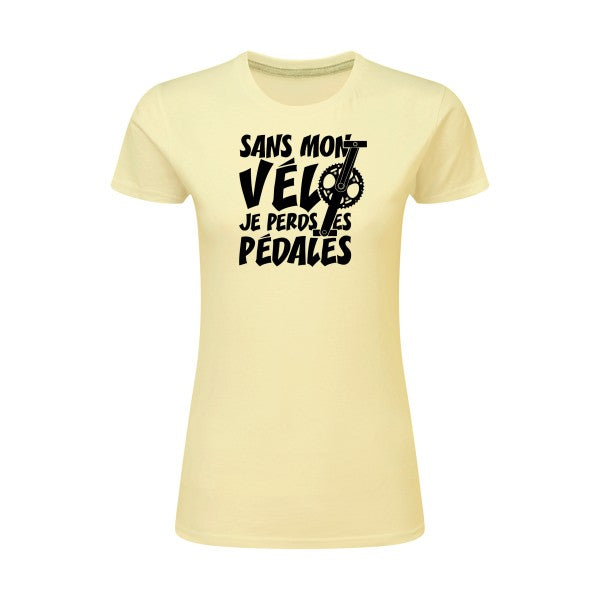 Sans mon vélo, je perds les pédales ! | Noir |T shirt original femme|SG