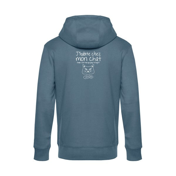 J-habite-chez-mon-chat sweat shirt original nordic blue flex Blanc impression Dos