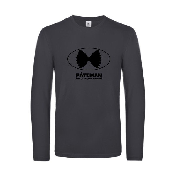 pateman - t shirt- manches- longues- original- humour- Dark Grey impression Face