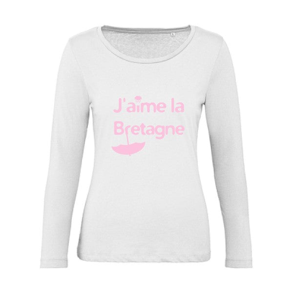 J'aime la Bretagne Rose |   T shirt manches longues femme|100% bio