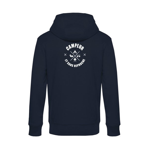 CAMPEUR... sweat shirt original Navy Blue flex Blanc impression Dos