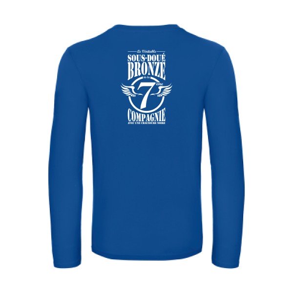 7eme compagnie crew - t shirt- manches- longues- original- humour- Royal Blue impression Dos