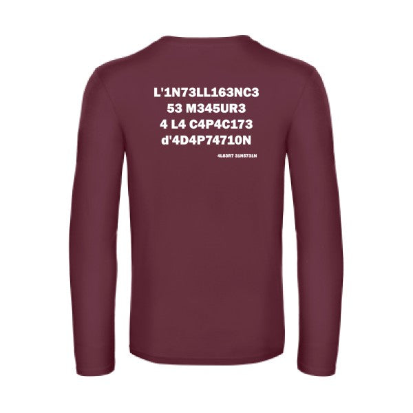 l -intelligence - t shirt- manches- longues- original- humour- Burgundy impression Dos