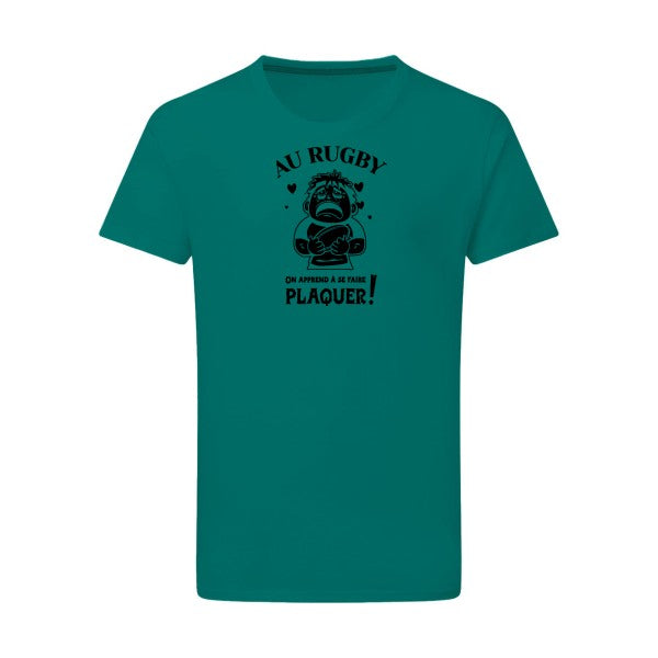 Au rugby, on apprend à se faire plaquer ! - Flex noir Tshirt original Emerald Green  2XL