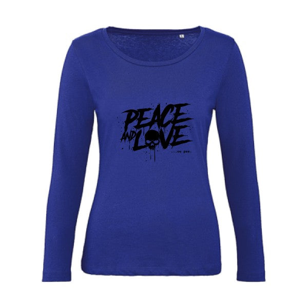 Peace or no peace Noir |   T shirt manches longues femme|100% bio