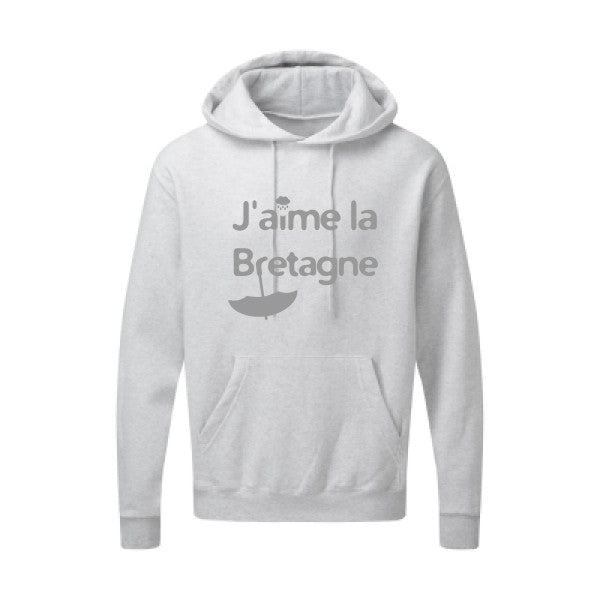 J'aime la Bretagne |Sweat  capuche humoristique Gris 