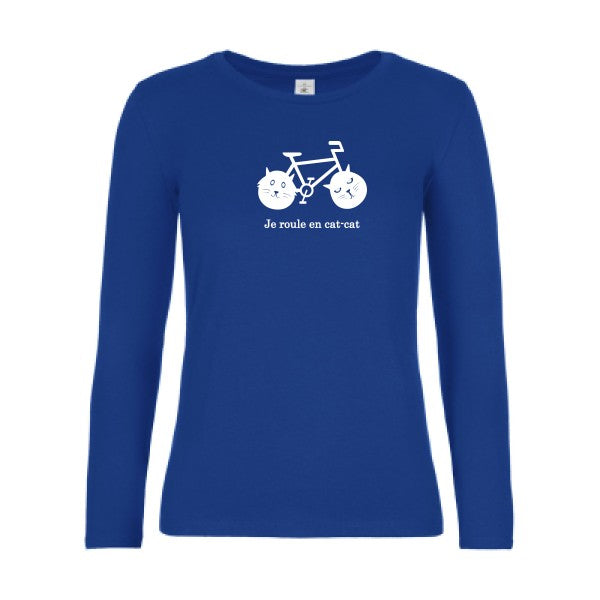 t-shirt lsl femme cat-cat-bike Royal Blue flex blanc