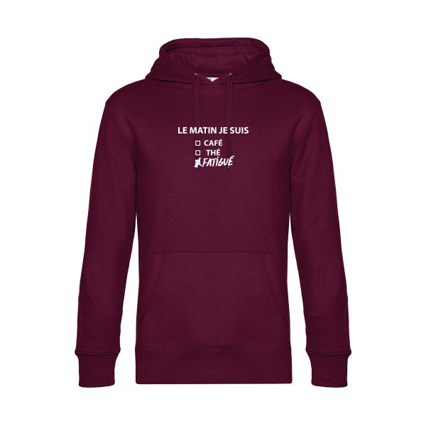 Le-matin-je-suis... sweat shirt original Burgundy flex Blanc impression Face