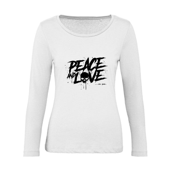 Peace or no peace Noir |   T shirt manches longues femme|100% bio