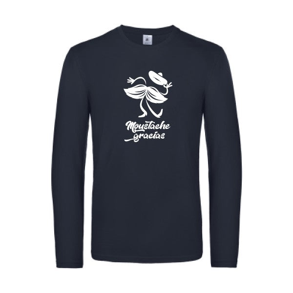 presqu spagnol - t shirt- manches- longues- original- humour- Navy impression Face