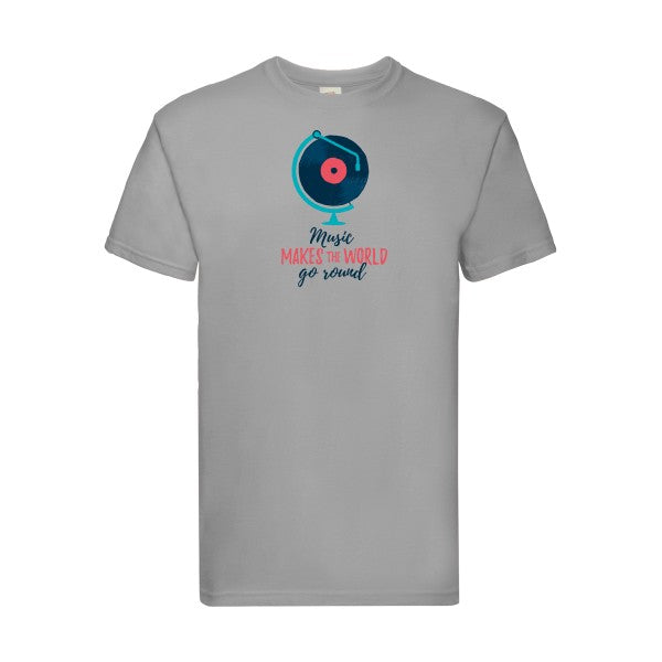 Music make world go round Fruit of the loom 205 g/m² T-shirt/ zinc