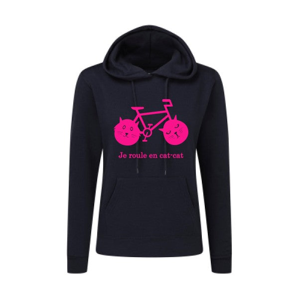 cat-cat bike Rose Fluo |Sweat original à capuche Femme