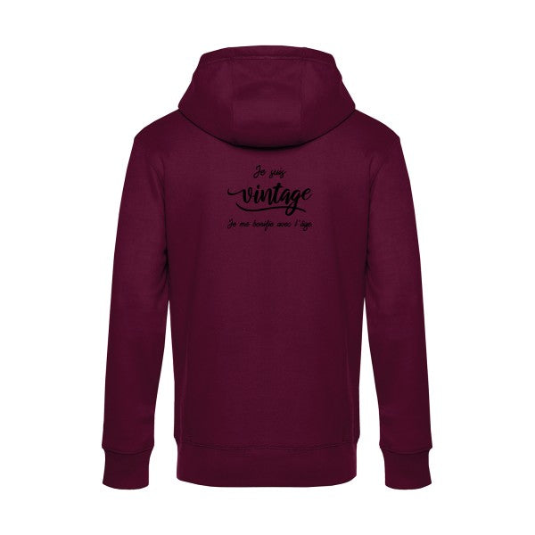 Je-suis-vintage- sweat shirt original Burgundy flex Noir impression Dos