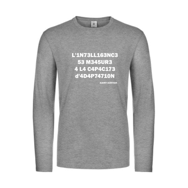 l -intelligence - t shirt- manches- longues- original- humour- Sport Grey impression Face