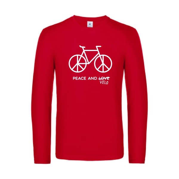 peace and velo - t shirt- manches- longues- original- humour- Red impression Face