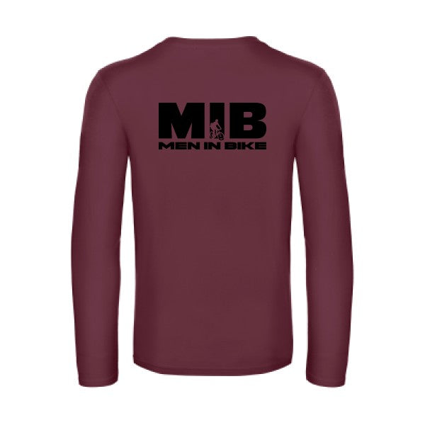 men in bike - t shirt- manches- longues- original- humour- Burgundy impression Dos