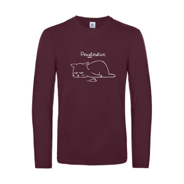 procatination - t shirt- manches- longues- original- humour- Burgundy impression Face