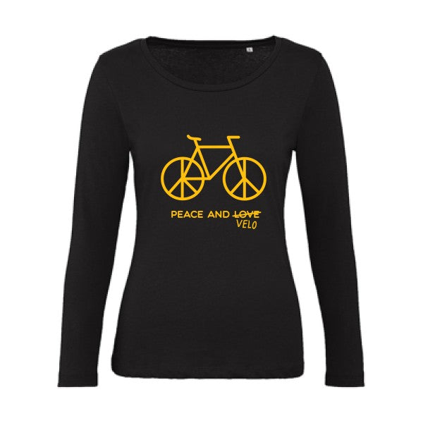 Peace and vÃ©lo jaune Or |   T shirt manches longues femme|100% bio