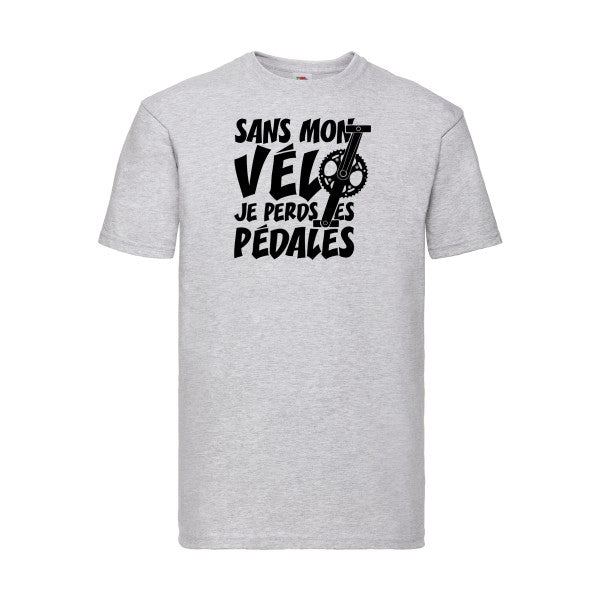 T-shirt|Sans mon vélo, je perds les pédales ! |Noir  |Fruit of the loom 205  G