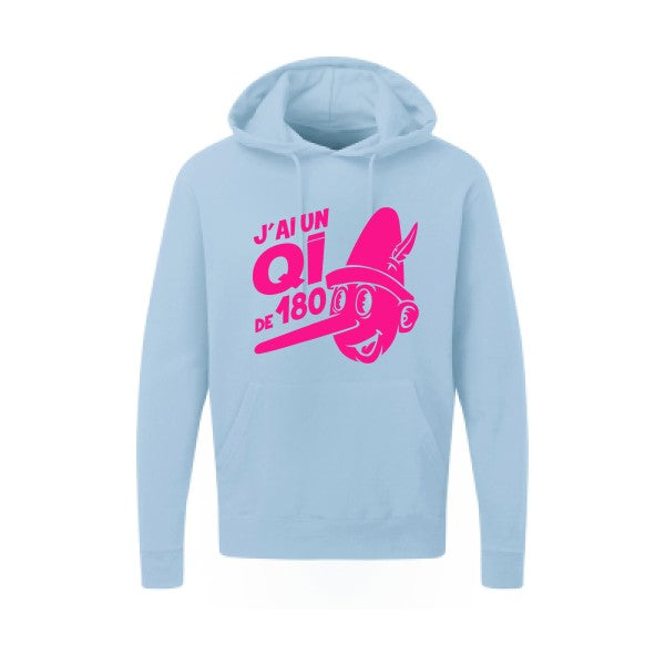 Quotient intellectuel |Sweat  capuche humoristique Rose fluo 