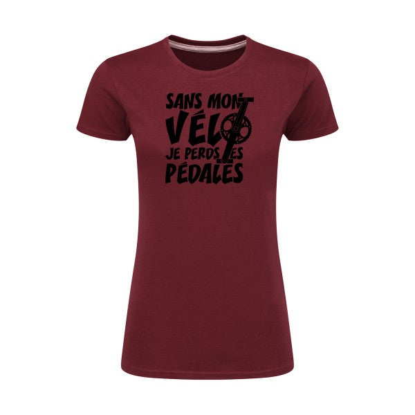 Sans mon vélo, je perds les pédales ! | Noir |T shirt original femme|SG