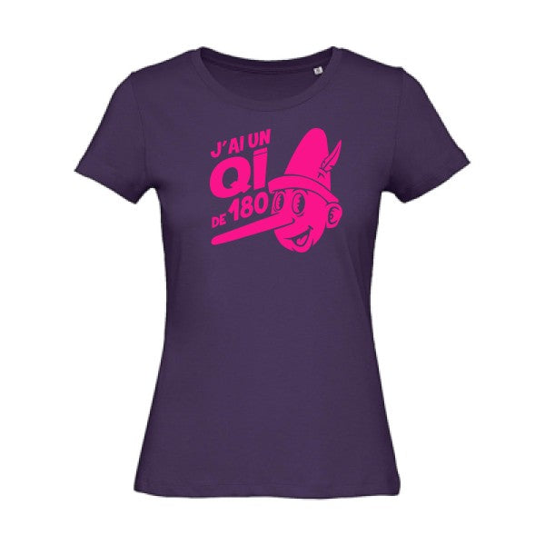 T shirt humour bio femme   femme bio|Quotient intellectuel Rose Fluo 