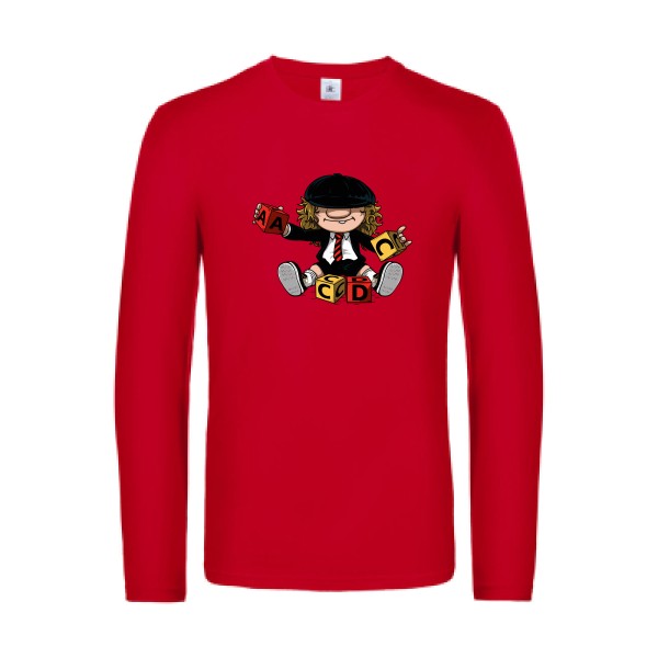 acdc-t-shirt-manches-longues-original-humour -Red
