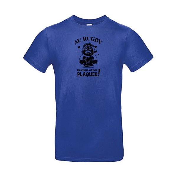 Au rugby, on apprend à se faire plaquer ! flex noir B&C - E190 T-shirt|Cobalt Blue||2XL