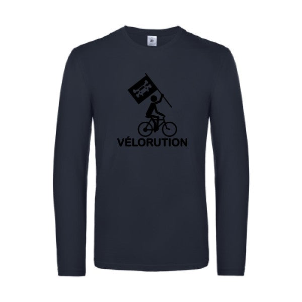 velorution - t shirt- manches- longues- original- humour- Navy impression Face