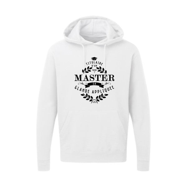 Master en glande appliquée Noir |Sweat capuche imprimé homme