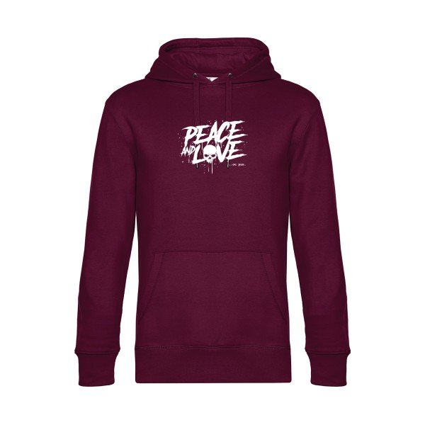 Peace-or-no-peace sweat shirt original Burgundy flex Blanc impression Face