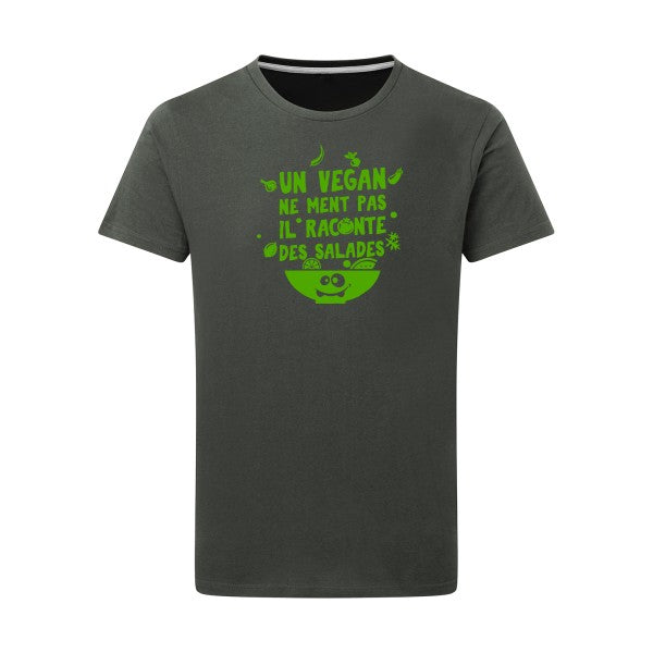 Un vegan ne ment pas vert pomme -Flex vert pomme sur T-shirt SG  Charcoal  5XL