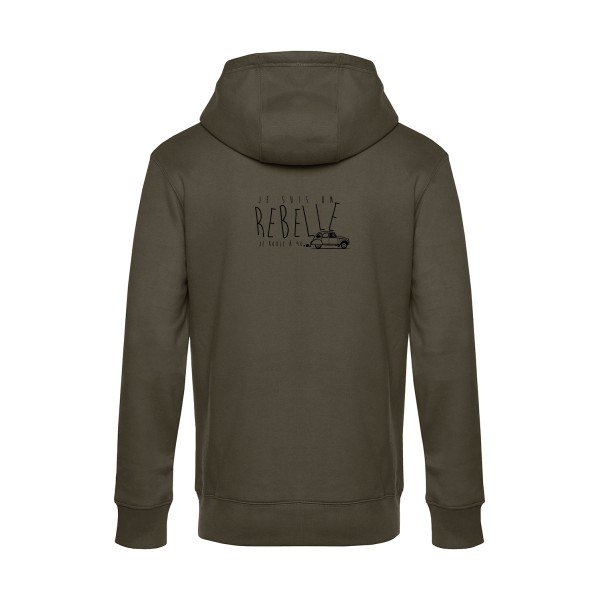 je-suis-un-rebelle sweat shirt original Khaki flex Noir impression Dos