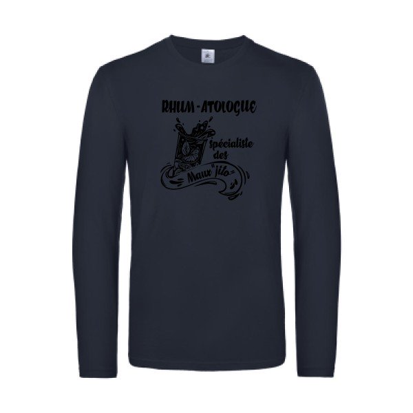 rhum atologue - t shirt- manches- longues- original- humour- Navy impression Face